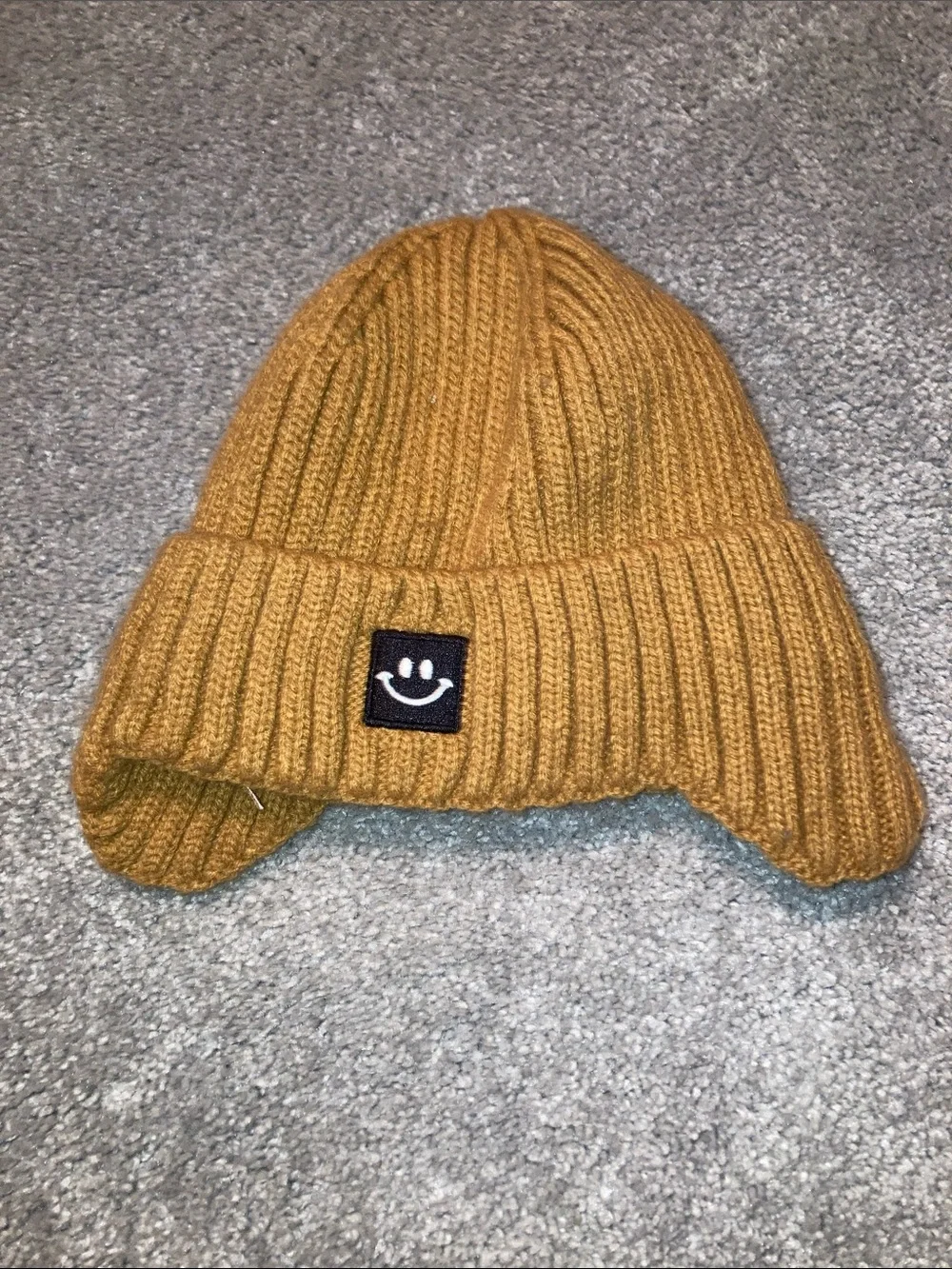 Amazon Kids Ribbed Earflap Beanies - Black & Mustard